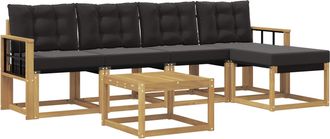 vidaXL Conjunto De Sof&aacute;s De Exterior 6 Uds. Blanco Y Negro Vidaxl
