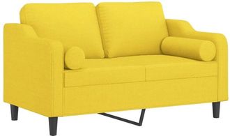 vidaXL Sofá de 2 plazas con cojines tela amarillo claro 120 cm Vidaxl