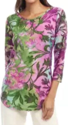 Karen Kane In The Garden Shirttail Top In Tiedye