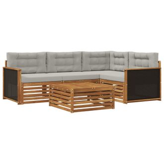vidaXL Conjunto De Sof&aacute;s De Exterior 5 Pcs Natural Y Gris Claro Vidaxl