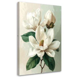 Feeby Impresi&oacute;n De Imagen Magnolia Blanca Con Hojas Verdes En Una Sutil Composici&oacute;n 80x120