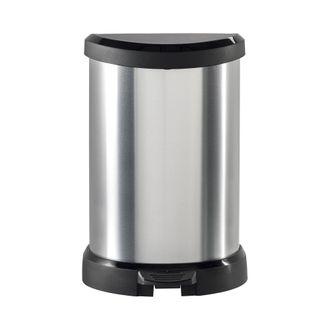 Dmora Dmora - Contenedor De Basura Renfrew, Cubo De La Basura, Papelera Para Recogida Selectiva De Residuos, Gabinete De Basura, 31x28 H45 Cm, Plata Y Negro