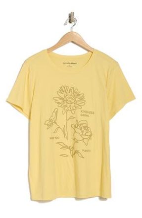 Lucky Brand Floral Frame Short Sleeve T-Shirt in Lemon Grass at Nordstrom Rack, Size 2X