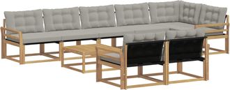 vidaXL Conjunto De Sof&aacute;s De Exterior 9 Uds. Blanco Y Gris Claro Vidaxl