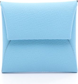 Hermès Blue Epsom Leather Coin Purse/Coin Case (Pre-Owned)