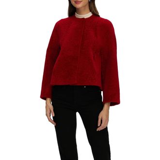 Gorski Genuine Shearling Jacket with 3/4 Sleeves and Reversible in Red at Nordstrom, Size X-Small