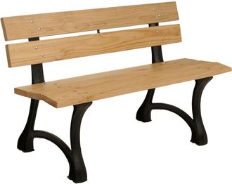 Hhg Hhg - Banco De Jard&iacute;n 436, Banco De Parque Banco De Madera De 2 Plazas, Hierro Fundido Madera De Pino, 125cm, Marr&oacute;n Claro