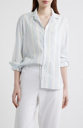 Frank & Eileen Eileen Relaxed Button-Up Shirt in Multi Blue Stripe at Nordstrom, Size X-Large