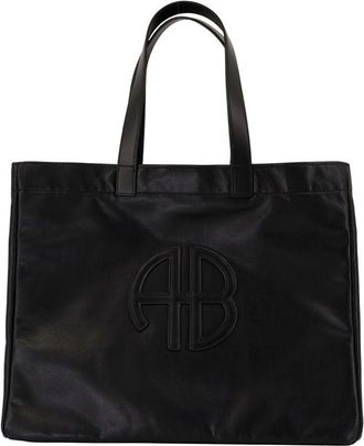 Anine Bing Large Rectangular Black Calfskin Shopping Bag