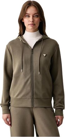 Guess Olympe Zip-through Hoodie - Dames - Vesten met rits - Groen - S - Polyester - Hoodies & sweatvesten