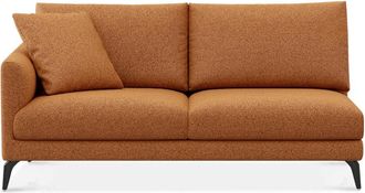 Castlery Lena Left Arm 2 Seater Sofa Customized, Performance Boucle, Rust, Matte Black Legs, Spill Resistant, Removable Covers for Castlery