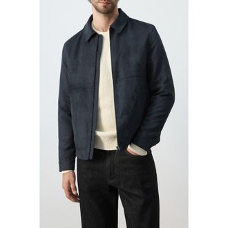 Mango Faux Suede Jacket in Navy at Nordstrom, Size Medium