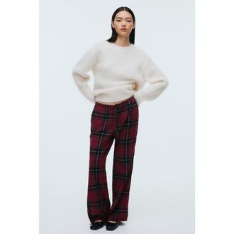 H&M Drawstring Trousers in Red/plaid at Nordstrom, Size Xx-Small