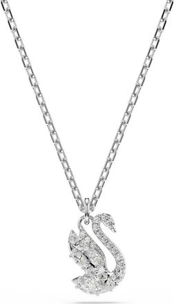 Swarovski Swan Pendant, Mixed Cuts, Swan, White, Rhodium Plated