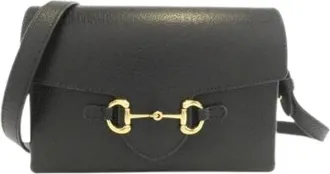 Gucci Pre-owned Cross Body Bags, male, Black, Size: ONE SIZE Pre-owned Horsebit 1955 Leather Shoulder Bag