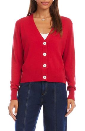 Karen Kane V-Neck Cardigan in Red at Nordstrom, Size X-Small