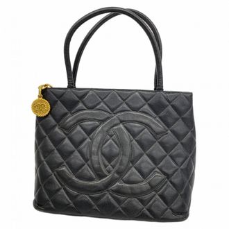 Chanel Black Grained Calfskin Tote Bag (Pre-Owned)