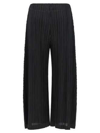 Pleats Please Issey Miyake Pleated Polyester Trousers - Black