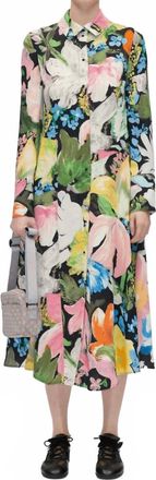 Stine Goya Front Placket Midi Polo Dress In Flowers Under The Sun