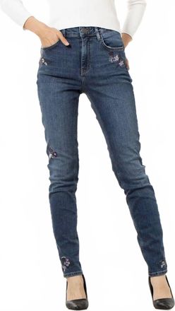 Desigual Floral Embroidered Skinny Jean In Blue