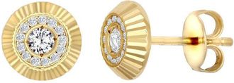Jewelco London 9ct Gold CZ Fluted Bezel Sunburst Stud Earrings, 8mm - JES347