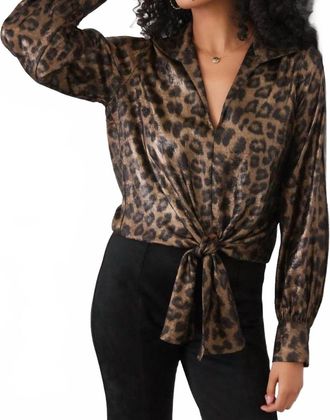 Karen Kane Tie Front Top In Leopard