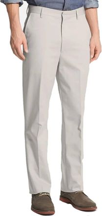 Berle Regent Plain Front Twill Performance Dress Khaki Trouser In Stone