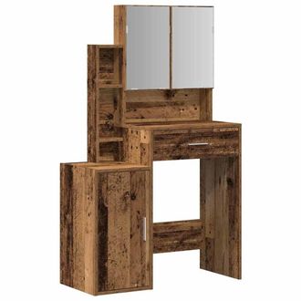 Berkfield Home Dressing Table with Mirror&LED Lights Old Wood Engineered Wood in Brown