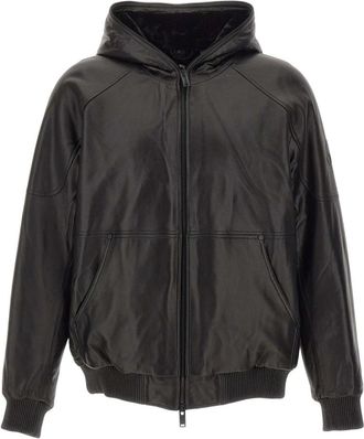Moose Knuckles Neo Leren Hood Jacket - Heren - Bomber jackets - Zwart - XL - Leer - Jassen
