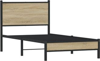 vidaXL Estructura de cama sin colchón metal roble Sonoma 75x190 cm Vidaxl