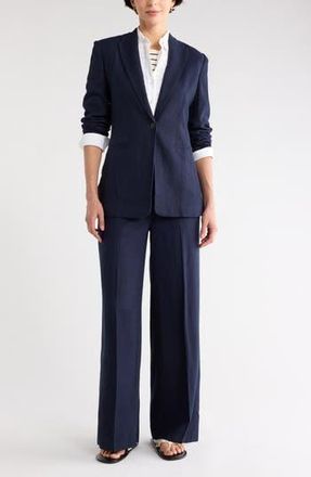Nordstrom Rack Classic Fit Linen Blend Blazer in Navy Night at Nordstrom Rack, Size X-Large