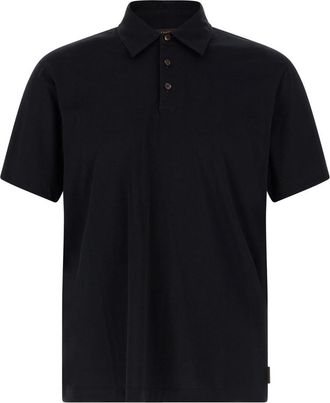 Zanone Blue Cotton Silk Polo Shirt