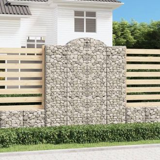 Berkfield Home Arched Gabion Baskets 3 pcs 200x50x220/240 cm Galvanised Iron in Silver