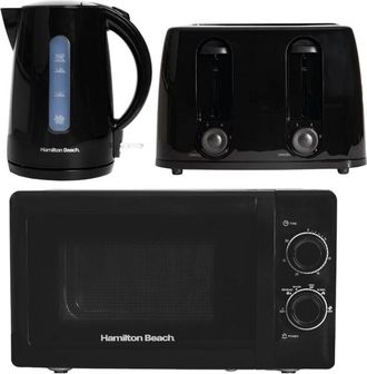 Hamilton Beach Kettle, Toaster & Microwave Set, Rapid Collection by Hamilton Beach, Black