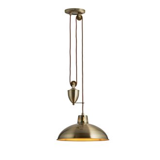 Endon Lighting Polka - Lampada A Sospensione A Soffitto A Cupola In Ottone Antico, Attacco E27