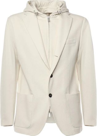 Eleventy Hooded Single Breasted Jacket - Heren - Blazers - Beige - 2XL - Katoen - Jassen
