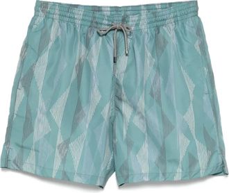 Corneliani Costume da bagno con stampa geometrica - Verde