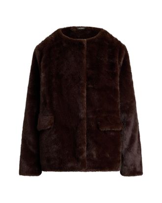 Ralph Lauren Plush Dark Brown Faux Fur Jacket with Boxy Silhouette