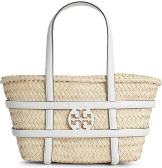 Tory Burch Tory Burch Small Ella Einkaufstasche im wei&szlig;en Korbstroh