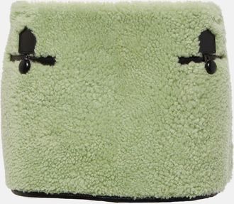 BLANCHA Leather-trimmed shearling miniskirt