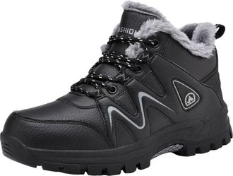 Generic Winter Men Winter Outdoor Padded Warm Lightweight Hiking Sneakers for Large Size Comfort Walking (Black, 8. 5)