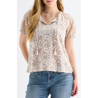 Lucky Brand Split Neck Top in Pink Multi at Nordstrom Rack, Size X-Small