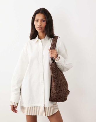 Asos Vestito camicia corto oversize a doppio strato con aragosta ricamata-Multi