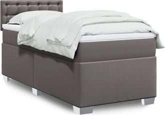vidaXL Vidaxl - Cama Box Spring Con Colch&oacute;n Cuero Sint&eacute;tico Gris 90x200 Cm