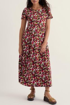 Seasalt Cornwall Veronica Floral Stretch Organic Cotton Midi Dress in Abstract Protea Chalk at Nordstrom, Size 16