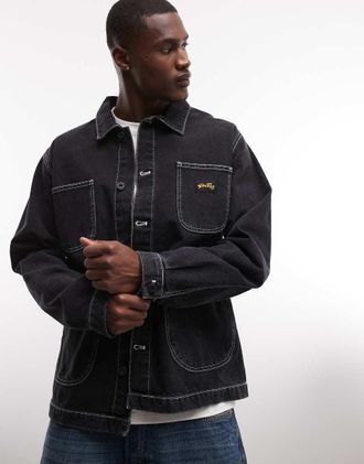 Stan Ray Giacca multitasche in denim lavaggio nero con bottoni