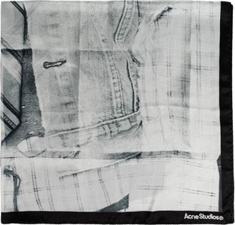 Acne Studios Zijden sjaal met patroon - unisex - Zijden sjaals - Grijs - ONE Size - Denim - Accessoires