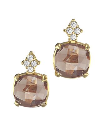 I.Reiss Company 14K 7.20 Ct. Tw. Diamond & Smokey Topaz Drop Earrings