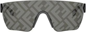Fendi 142mm Rimless Mask Sunglasses in Matte Black /Smoke Mirror at Nordstrom