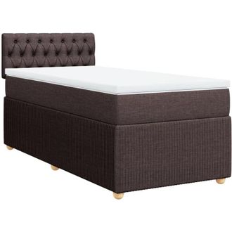 vidaXL Cama Box Spring Con Colch&oacute;n Tela Marr&oacute;n Oscuro 100x200 Cm Vidaxl